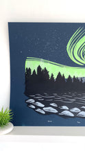 Load and play video in Gallery viewer, Aurora | 24&quot;x18&quot; Glow-In-The-Dark Silk Screen Print
