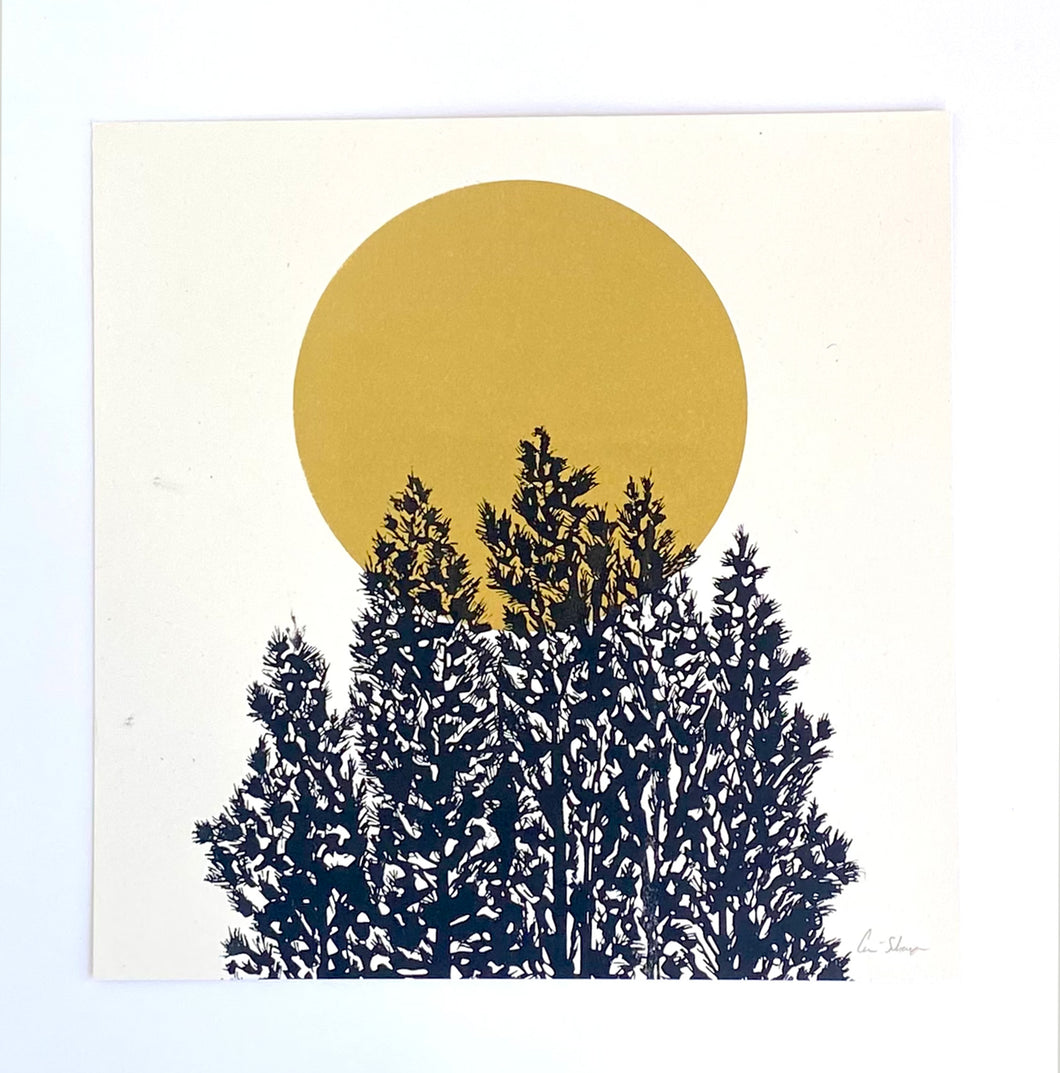 Gold Sun & Pines |  Silk Screen Test Print 12