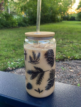 Load image into Gallery viewer, Evergreen Glass Tumbler With Bamboo Lid and Straw
