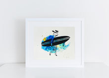 Load image into Gallery viewer, Surfer Moose | Mixed Media Silk Screen Print &amp; Acrylic Ink | 8x10
