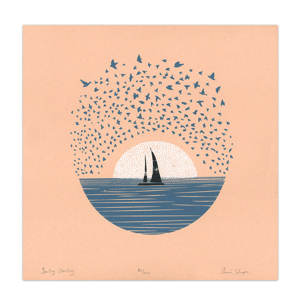 Sailing Starling | Silk Screen Print | 12x12